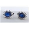 Image 2 : Sterling Silver Earrings with Blue Sapphires and Cubic Zirconia