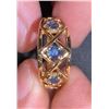 Image 1 : 10K Gold-Plated Silver Ring with Blue Sapphires, Size 10 1/4