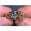 Image 2 : 10K Gold-Plated Silver Ring with Blue Sapphires, Size 10 1/4