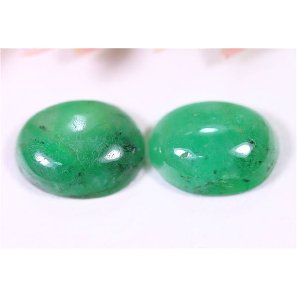 Natural Zambian Emerald Oval Cabochons, 4.05cts