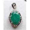Image 1 : Emerald and Cubic Zirconia Pendant in 925 Silver, 5.40ct