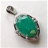 Image 2 : Emerald and Cubic Zirconia Pendant in 925 Silver, 5.40ct