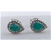 Image 1 : Sterling Silver Earrings with Pear-Cut Zambian Emeralds and Cubic Zirconia