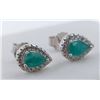 Image 2 : Sterling Silver Earrings with Pear-Cut Zambian Emeralds and Cubic Zirconia