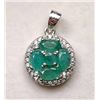 Image 1 : Emerald and Cubic Zirconia 925 Silver Pendant, 0.82ct Total Emerald