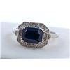 Image 1 : Sterling Silver Ring with Natural Blue Sapphire & Cubic Zirconia, Size 7