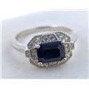 Image 2 : Sterling Silver Ring with Natural Blue Sapphire & Cubic Zirconia, Size 7