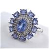Image 2 : Sterling Silver Ring with Tanzanites & Cubic Zirconias, Size 7