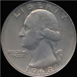 1968 Washington 25c Quarter Coin Graded GEM (COI-6856)