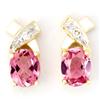 Image 1 : 0.64Ct Pink Tourmaline & Diamond 9K Gold Earrings (JEW-9132X)