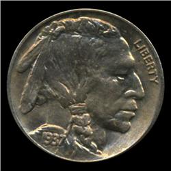1937S Buffalo 5c Nickel BU Gem+ Coin (COI-1738)