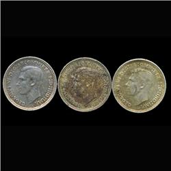 1943 Australia 3 Pence Set of 3 All Mintmarks High Grade (COI-6808)