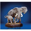 Image 1 : “Mother’s Instinct” Elephant Bronze Sculpture by Lorenzo Ghiglieri