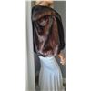 Image 1 : Ladies Mahogany Mink Shawl Trimmed in Mahogany Fox