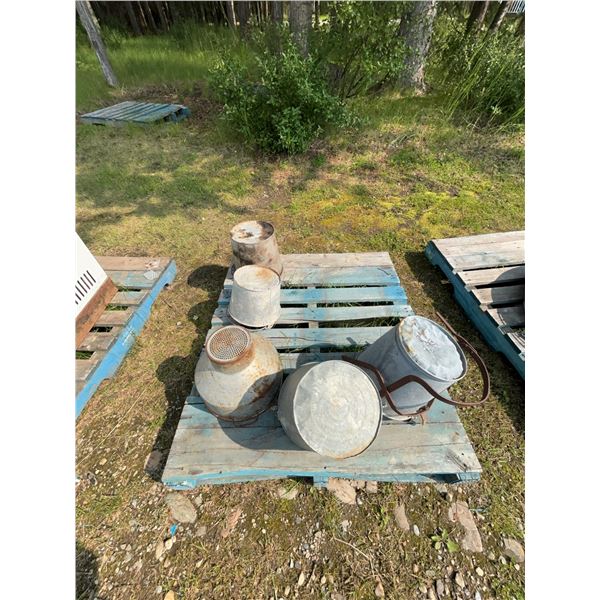 Five Galvanized Metal Buckets