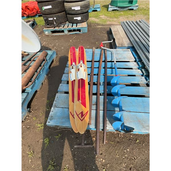 Wooden Water Skis and Auger Lot