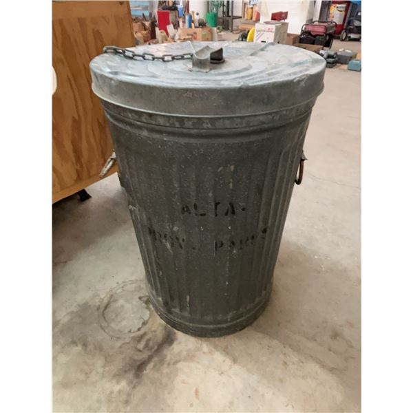 Galvanized Steel Trash Can with Lid