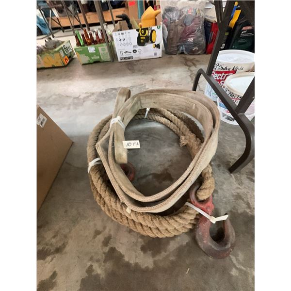 10 Ft Tow Rope With Hooks and Fabric Sling