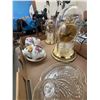 Image 1 : Two Hermle Dome Clocks and Floral Teacups