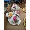 Image 2 : Two Hermle Dome Clocks and Floral Teacups