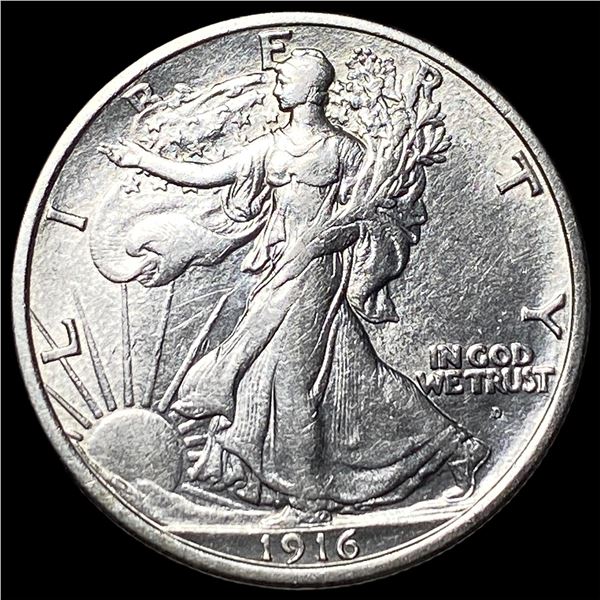 1916-D Silver Walking Liberty Half Dollar  CHOICE AU