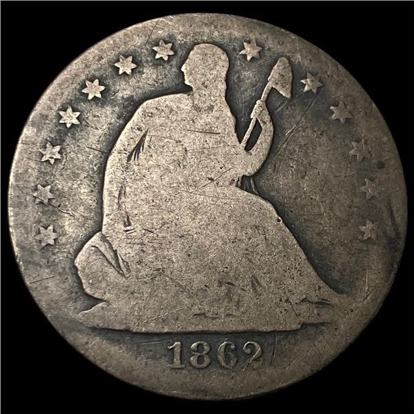 1862-S Silver Seated Liberty Half Dollar  NICELY CIRCULATED