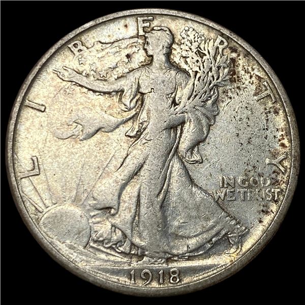 1918-S Silver Walking Liberty Half Dollar  NEARLY UNCIRCULATED