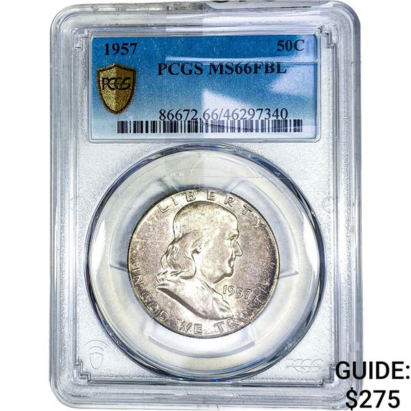 1957 Franklin Half Dollar PCGS MS66 FBL