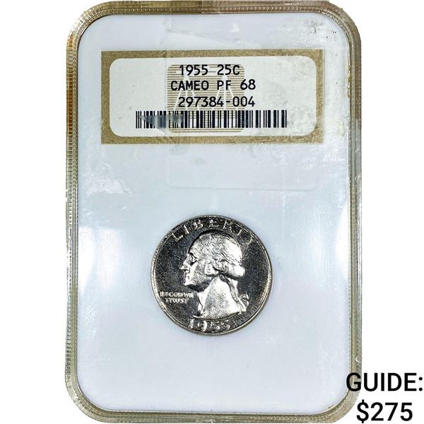 1955 Washington Silver Quarter NGC PF68 Cameo