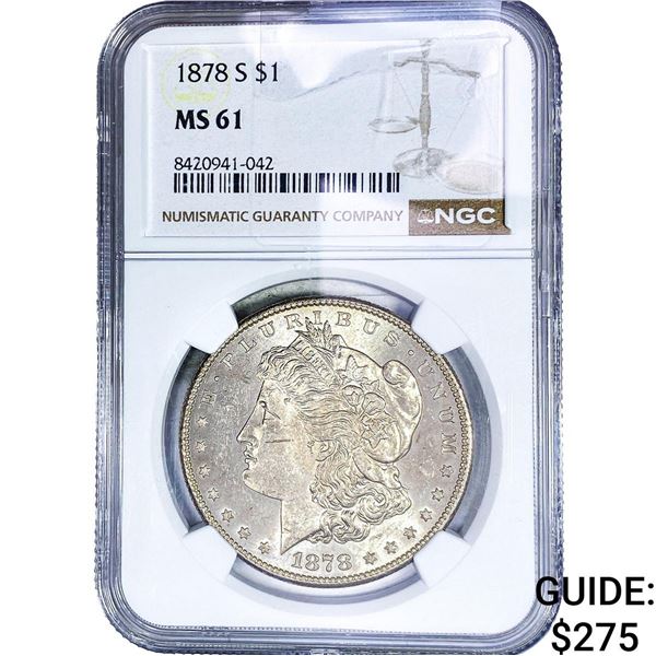 1878-S Morgan Silver Dollar NGC MS61