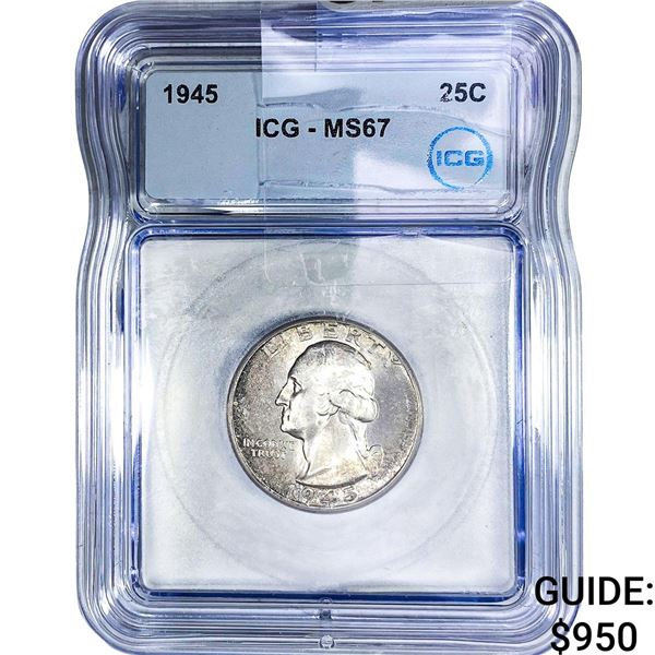 1945 Washington Silver Quarter ICG MS67