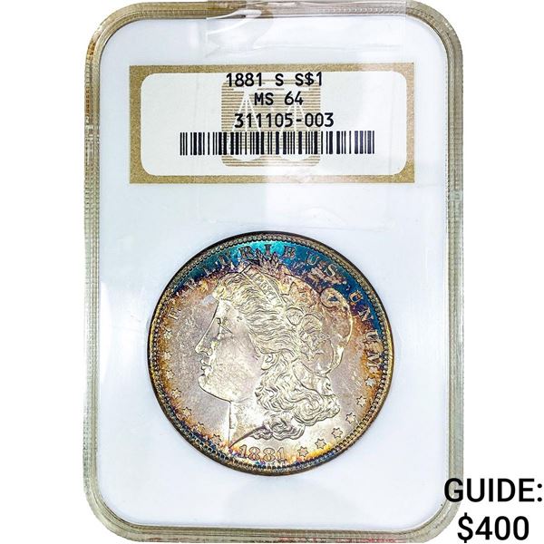 1881-S Morgan Silver Dollar NGC MS64