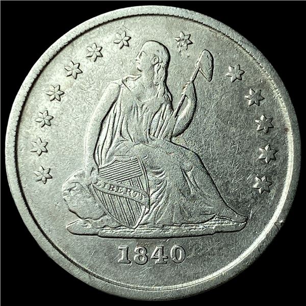 1840-O Silver Seated Liberty Quarter NEARLY  UNCIRCULATED