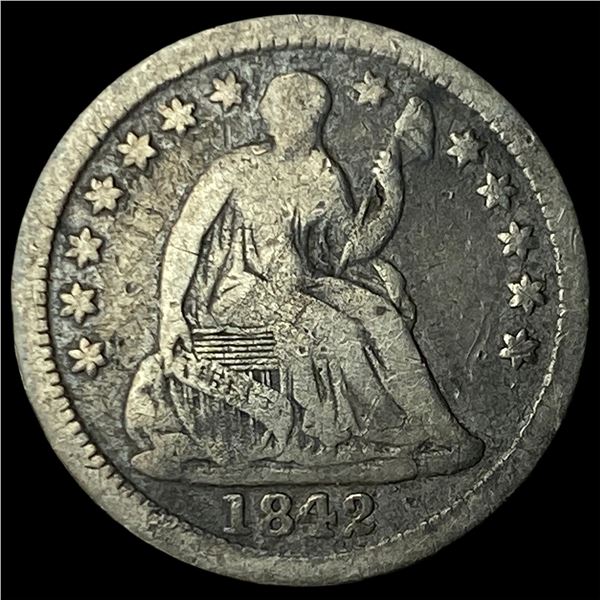 1842-O Silver Seated Liberty Half Dime  LIGHTLY CIRCULATED