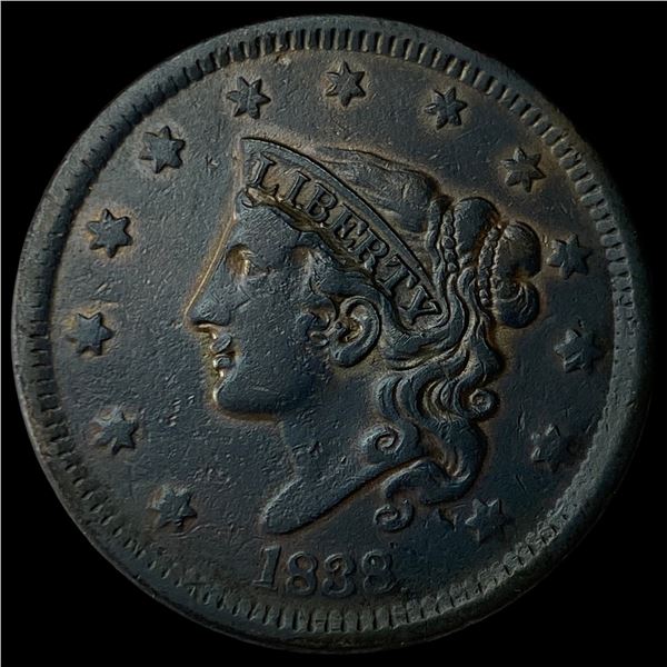 1838 Coronet Head Large Cent NEARLY  UNCIRCULATED