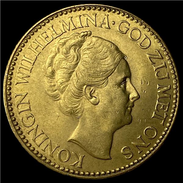 1925 Netherlands .1947oz Gold 10 Gulden  UNCIRCULATED
