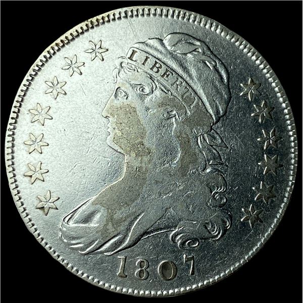 1807 Capped Bust Silver Half Dollar LIGHTLY  CIRCULATED