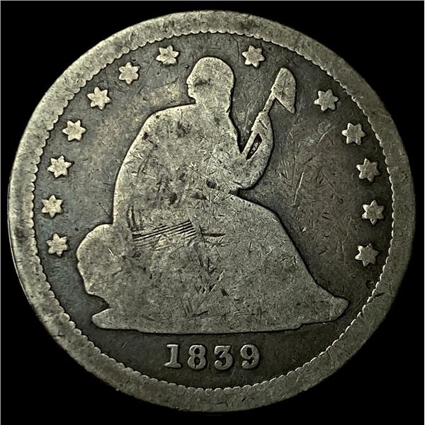 1839 Silver Seated Liberty Quarter NICELY  CIRCULATED
