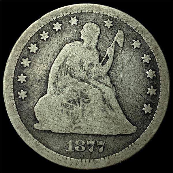 1877-CC Seated Liberty Quarter Dollar NICELY CIRCULATED
