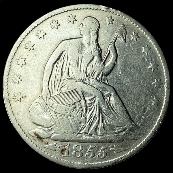1855-O Arrows Seated Liberty Half Dollar  NEARLY UNCIRCULATED