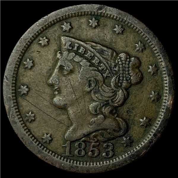 1853 Braided Hair Half Cent LIGHTLY  CIRCULATED