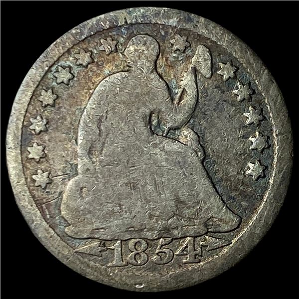 1854 Seated Liberty Silver Half Dime NICELY  CIRCULATED