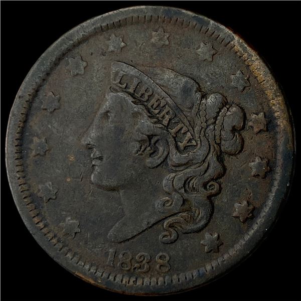 1838 Coronet Head Large Cent LIGHTLY  CIRCULATED