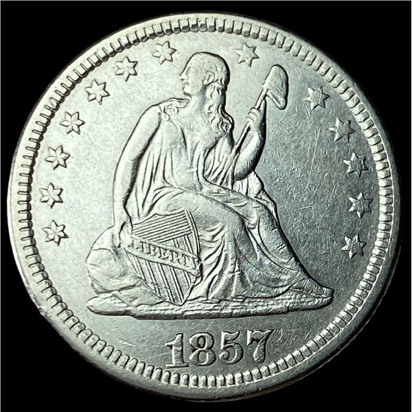 1857-O Silver Seated Liberty Quarter  UNCIRCULATED