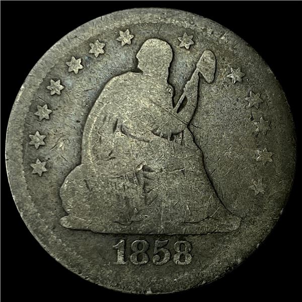 1858 Silver Seated Liberty Quarter NICELY  CIRCULATED