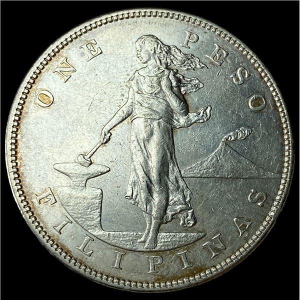 1903-S Philippines Silver One Peso NEARLY  UNCIRCULATED
