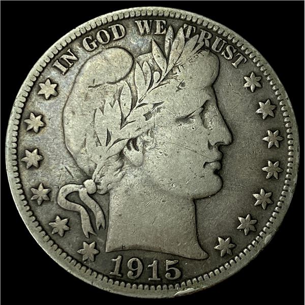 1915-S Silver Barber Half Dollar LIGHTLY  CIRCULATED