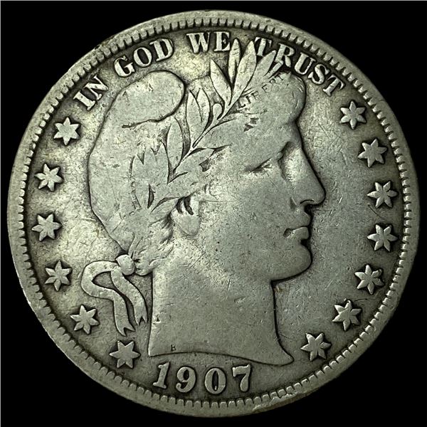 1907 Silver Barber Half Dollar LIGHTLY  CIRCULATED