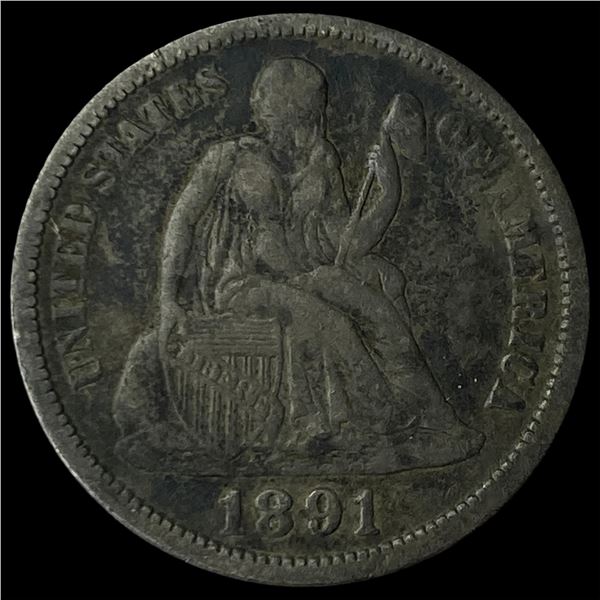 1891 Silver Seated Liberty Dime NICELY  CIRCULATED