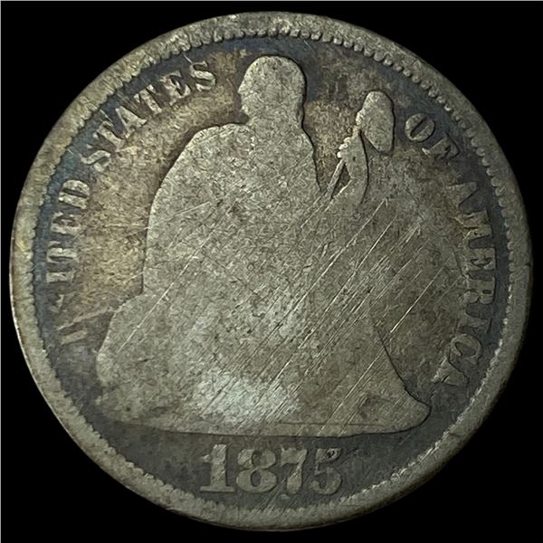 1875-CC Silver Seated Liberty Dime LIGHTLY  CIRCULATED